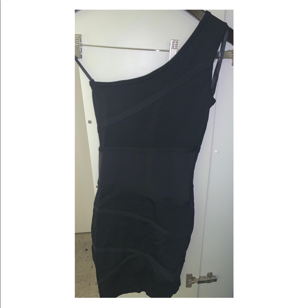 Brand New Bebe Bandage Black one shoulder dress